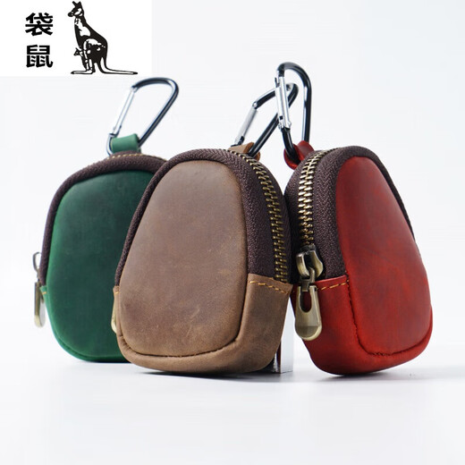 Canguro japonés bolso verde monedas de vaca cupón billetera pequeña billetera de la cremallera bolso bluetooth bolso llaver