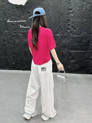 Nrdcz Top mit Arbeitshosen für Frauen 2025 Sommer Neuer Laufstadetanz-Sportanzug kurzärmelig T-Shirt Square Dance Team Uniform 3877 Gelb + 3878 Black Hosen S 80-100Jin [Jin gleich 0,5 kg]