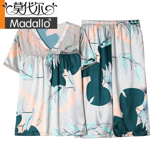 
Modal mother pajamas summer silk thin short-sleeved middle-aged and elderly women's silk home clothes large size fat MM set WH-838 L (it is recommended to wear 100 Jin [Jin equals 0.5 kg]-120 Jin [Jin equals 0.5 kg])
