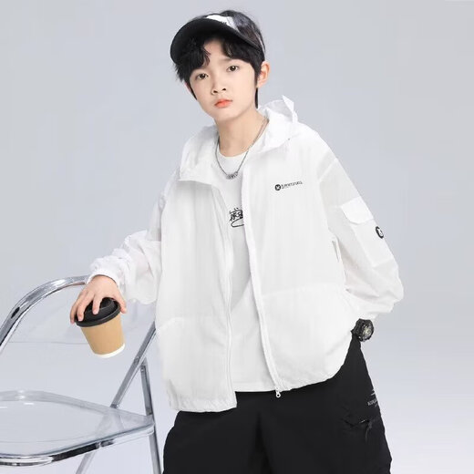 Garçons Summer Sun Protection Veste 2025 Nouvelle veste de protection solaire pour enfants d'été mince moyen et grand garçons mode d'été gris 160