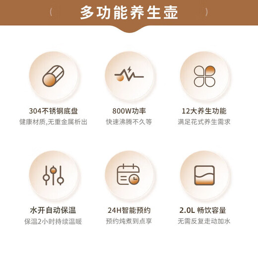 SLIOCR Subo Health Pot Home 2L Large Capacity Intelligent Reservation Scented Tea Maker 12 Functions Electric Kettle Standard Model 12 Functions + Filter 2L