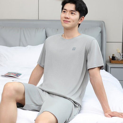 Ttpmer Pyjamas für Herren Sommer Baumwolle kurzärmelige Plus-Größe dünner loser chinesischer Jugendlosen-Home-Kleidungsanzug können außerhalb von 9928 getragen werden [H-Serie-Kurzärmel-Shortsanzug für Männer] 175 l [Empfohlen 100-130 Jin [Jin gleich 0,5 kg]]