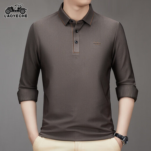 Classic Car Longäredes T-Shirt für Männer 2024 Herbst und Winter Neue Mitte des Mittelalters Dad Outfit Casual Basis Polo-Hemd für Männer CQ3886 Süßigkeiten, One Size 10590-110Jin [Jin entspricht 0,5 kg]