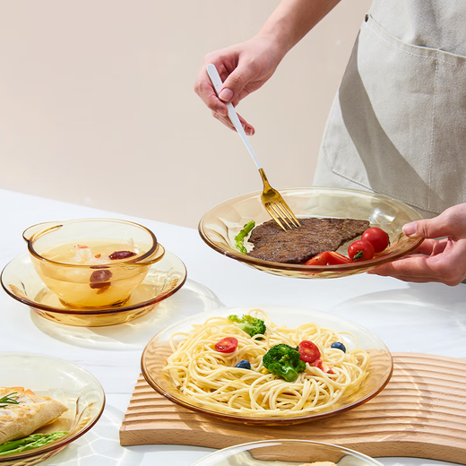 Glass bowl and plate, high borosilicate, high temperature resistance, microwave and refrigeration, fruit plate, soup bowl, vegetable plate, soup bowl, household rice bowl, Yizhuan noodles bowl 1050ML (1 pack)