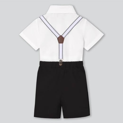 Goku Kinderanzug Set Jungen hübsches kleines Jungen Blumenmädchen Host Bühne Performance-Kleid schwarze Shorts + weißes Hemd + schwarze Fliege + Riemen 110 Empfohlenes Gewicht 30-37 Jin [Jin gleich 0,5 kg]