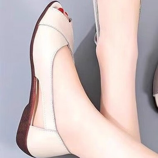 
Belle summer soft leather women's sandals women's sandals fish mouth shoes sandals women's leather sandals wedge flat mother's sandals black [soft surface soft sole] free shipping insurance 40