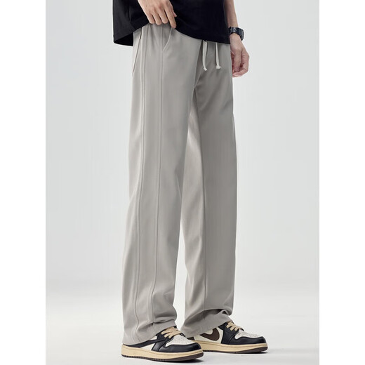 
VANCL casual pants for men's spring and summer trendy ice silk straight loose draped wide-leg pants sports long pants 6623 white M [90-110Jin [Jin equals 0.5 kg]]