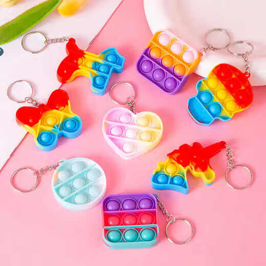 Fingerpressung Blase Le Unificing spielen Kinderspielzeug kleiner Druckreduzierungen Regenbogenschlüsselkettenanhänger Regenbogen Drücken Keychain [5 Pakete]