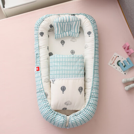 Anti-Druck-tragbare Schutzbabynest dreidimensionale Baumwollbionische Schlafisolation Krippe Korallenorange (mit Quilt) 55*90*15