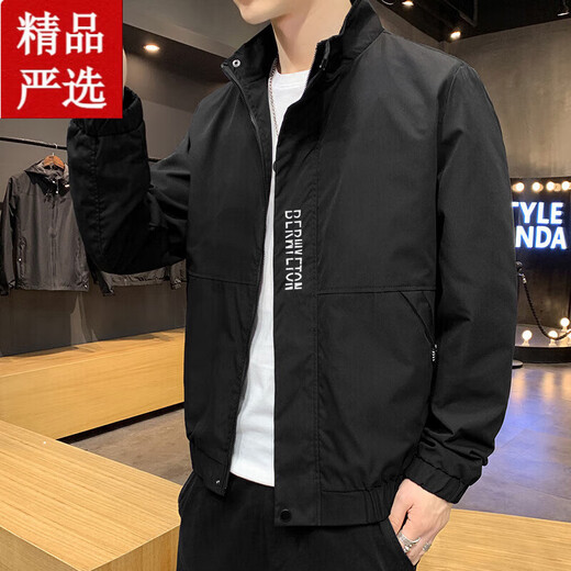 Sept Wolf Jacket Men's Jacket 2025 Nouveau col et automne Collier de travail à la mode All-Match Plus Winter 6189 Black [Spring and Automn Style] M