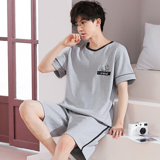 Arctic Velvet Summer Cotton Pyjamas Herren Sommer-Kurzärmel-Shorts Teenager Cartoon-Anzug Sommer Dünne lose große Heimkleidung H9928 (kurzärmelige Shorts) L (Empfohlen 100-120 Jin [Jin gleich 0,5 kg]))