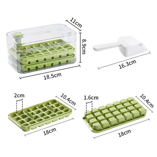 Ice cube mold ice making mold ice cube ice tray ice cube thickened ice box storage box green double 304 one-click double layer 56 grids