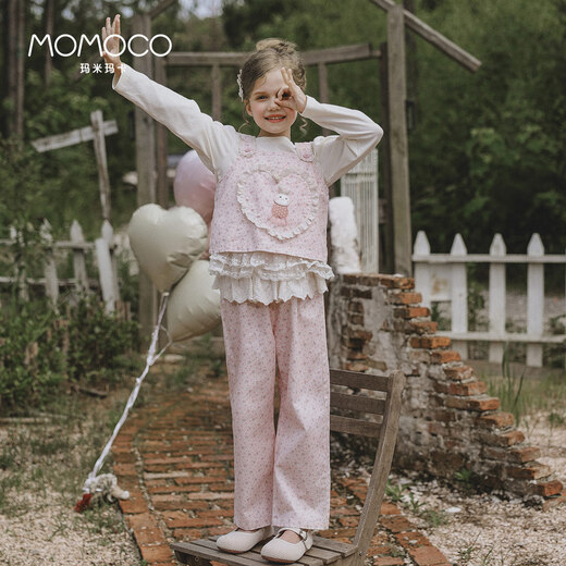 Mamimaca Momoco Girls Set Frühling und Herbst reines Baumwoll bequeme und süße zweiteilige Set Full Print 130