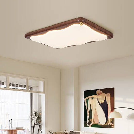 Shantoulin Village mittelalterlicher Stil Wohnzimmer Deckenleichte amerikanische Retro Minimalist Walnuss Holz Getreide Milch Bohne Augenschutz Hall Hauptlicht 1W-Paket 1098-zwei Schlafzimmer und zwei Wohnzimmer-drei Farben, um Licht zu wechseln, um Licht zu wechseln