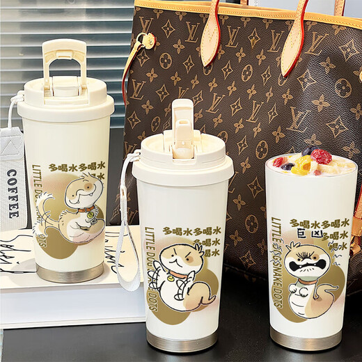 
Year of the Snake Thermal Cup Puppy Snake Dot Straw Coffee Cup Water Cup Ins High-Precision Portable 316 Stainless Steel BXAB14223 Stainless Steel Ceramic Covered Inner Bollard-520ML with Lanyard