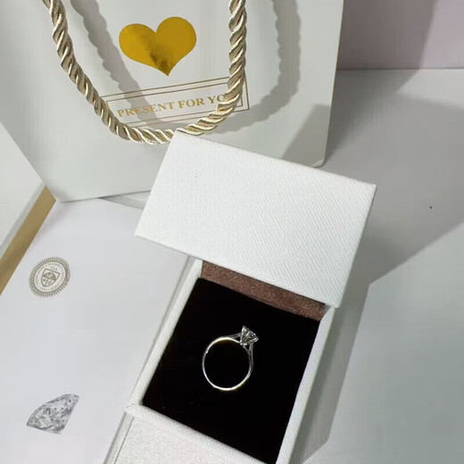 DR Proposal Diamond Ring K Gold/PT950 Platinum Elegant Snowflake Moissanite Diamond Ring Wedding Valentine's Day Birthday Gift 50 Points D-E Color/Extreme White Gift Box + Certificate PT950 Live Mouth (Size Adjustable)