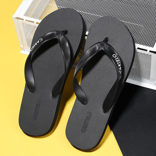 CARTELO crocodile flip-flops men's summer outdoor sports home use soft-soled beach sandals VP1520 black 42