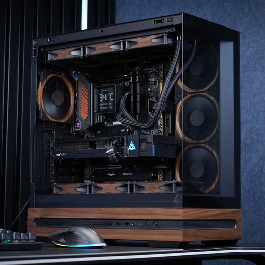 鑫谷（segotep）甄木1黑色海景房玻璃实木机箱（ATX大板/双360水冷位/Type-C/支持5090/5080显卡/台式电脑主机箱）