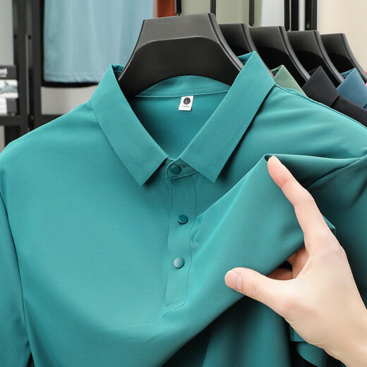 喆炜珠地速干polo衫男士冰感夏季商务短袖无缝压胶polo衫工作服冰丝T 12358中灰 M