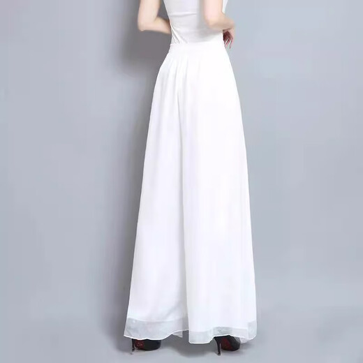 Chishe classical dance dance clothes wide-leg pants white gauze summer new double-layer breathable and elegant gauze dance practice clothes for small people white L (suitable for 100-120 Jin Jin equals 0.5 kg / pants length 95cm)