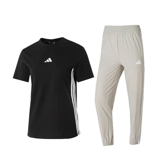 
Adidas women's sports suit 25 summer new running training breathable quick-drying short-sleeved T-shirt woven trousers two-piece set two-piece set/trendy match S