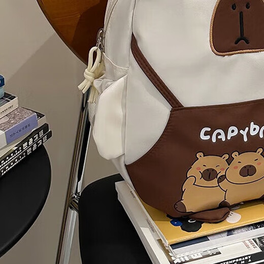 Sac de dessin animé sac école sac à dos kapibala nouveau sac de style sac de voyage sac à dos à la mode léger sur JS-9557 # blanc
