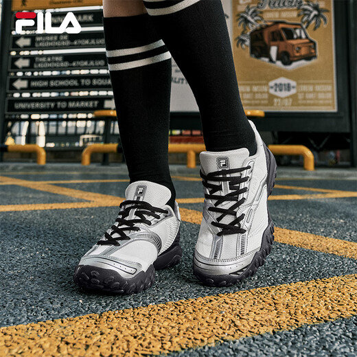 斐乐（FILA）【杨幂同款】女鞋芭蕾2老爹鞋2025夏季新款跳跳德训休闲运动鞋 星白/太空银-GS 37.5