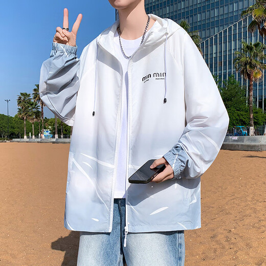 奥计高中生衣服男冰丝男生高中初中生青少年大童夏天轻薄透气外套连帽 6626蓝色(单件外套) 品质升级 3XL 150-170斤左右