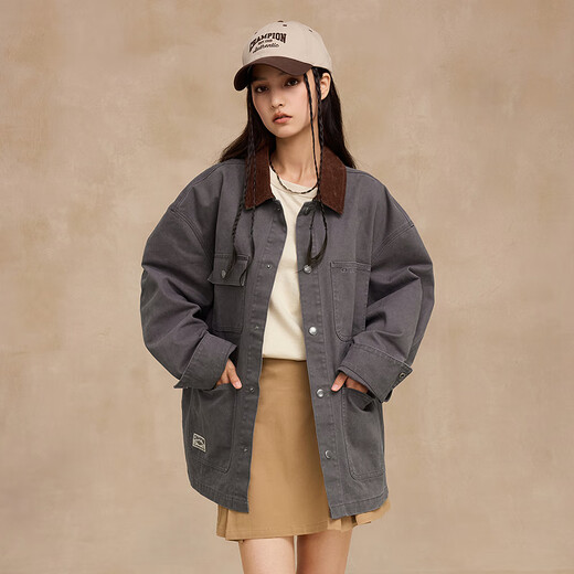 Champion champion work jacket men's new British barn jacket women's Bath style lapel trend carbon gray XS