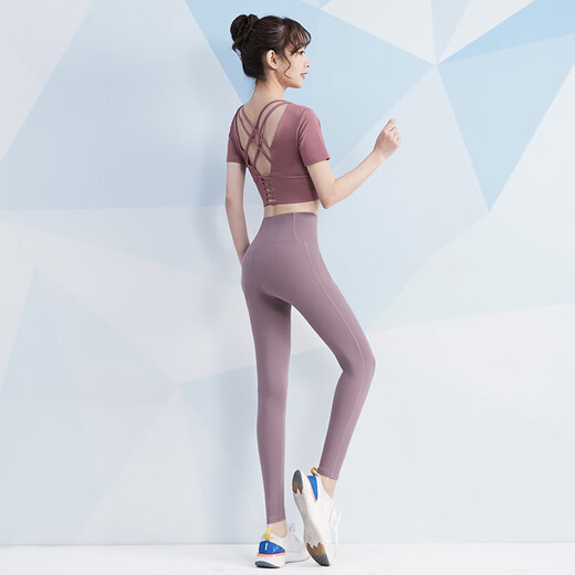 Vansydical yoga costume pour les femmes en été mince de mode haut de gamme Running Fitness Costume à manches courtes Internet célébrités pour débutants Suisse à deux pièces noires TC9214 XL