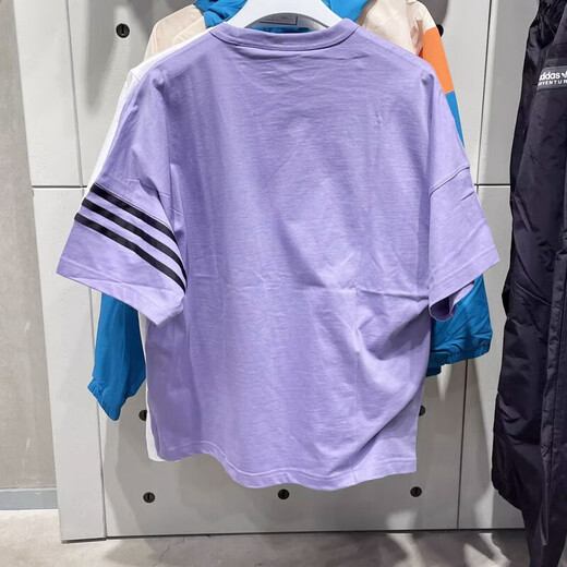 Adidas Clover T-shirt à manches courtes pour hommes Nouvelles vêtements de sport lâche rond cou rond décontracté à épaule basse top hr3291 violet xl