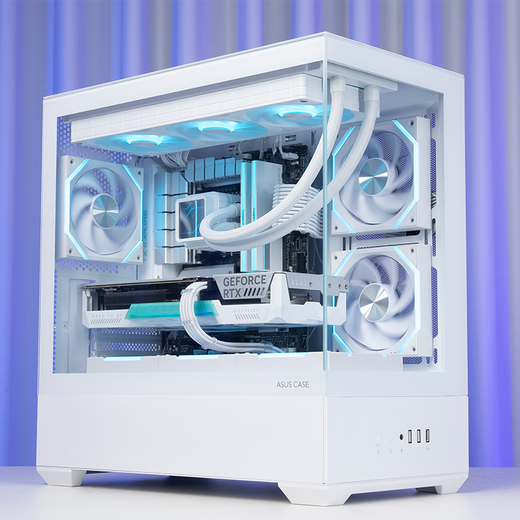 ASUS Tianxuan family bucket AMD 9600X/RTX5060Ti host white sea view room RTX5070 graphics card desktop assembly computer e-sports game design AIDIY complete machine with one 9600X+RTX5060 Tianxuan