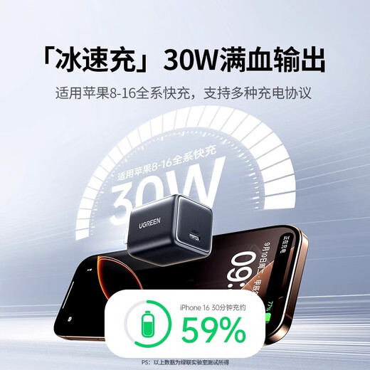 BOE [offizielles Flaggschiff] OCC30W Gan Ladegerät Kabel 65W für Android Huawei Samsung Xiaomi Apple 16 Ladebereiche [65W Drei-Port-/Biscuit-Faltmodell] x753 (15816)