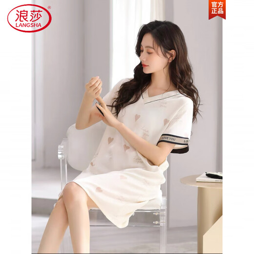 Langsha Light Luxury High-End-Nachthemd für Frauen Sommer kurzärmeligte Pyjamas-Eisseide-Rock für Frauen im Sommer dünner Sommer Large-Size-Strampler Minze Blue M9928 [kurzärmelig/brustloses Pad] M [90-110jin [Jin gleich 0,5 kg]]
