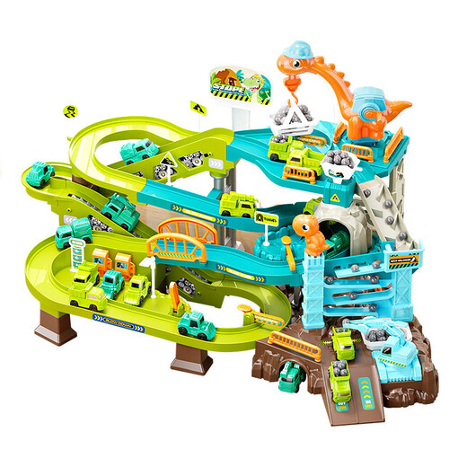 Children's Electric Track Abenteuer, um das Niveau des Schiebens kleiner Zugauto -Puzzle Dinosaurier -Strecke zu bestehen.