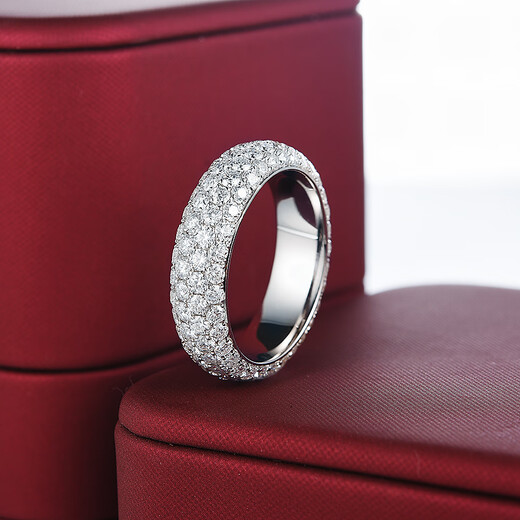 Genuine PT999 gold full diamond round ring, classic and versatile, customized for men and women, exquisite birthday gift for girlfriend, full diamond round ring, size 10
