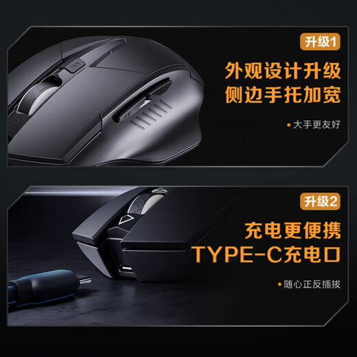 凡赛罗技无线鼠标超静音2025新款可充电蓝牙双模人体工学妙控办公游戏电竞适用于迈从笔记本电脑 旗舰升级款-加强续航+蓝牙双模-黑色