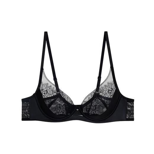 Ai Meng ropa interior para mujeres pequeños senos pequeños recolectados de encaje sexy sujetador am17a761 clásico negro 80a