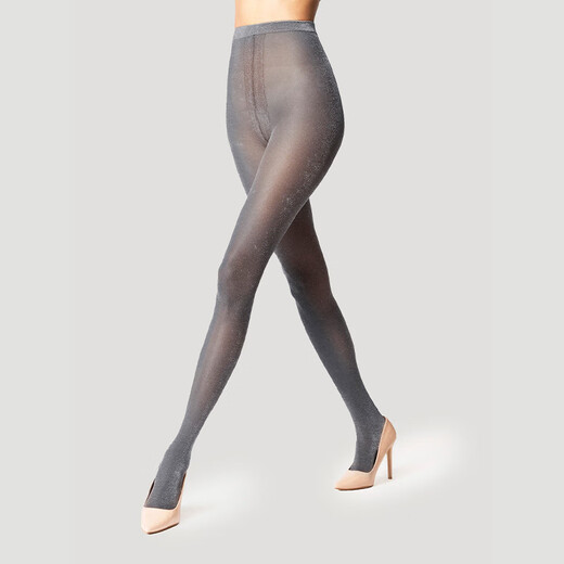 Wolford Shiny25d Texture métallique brillante Pantyhose 17081 officiel authentique 8115 pêche / argent