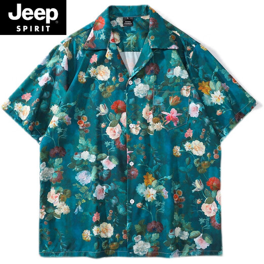 Jeep Spirit vintage vintage collier cubain chemise florale hommes et femmes en vrac kong kong couple hawaiian plage chemise à manches courtes x695 2xl