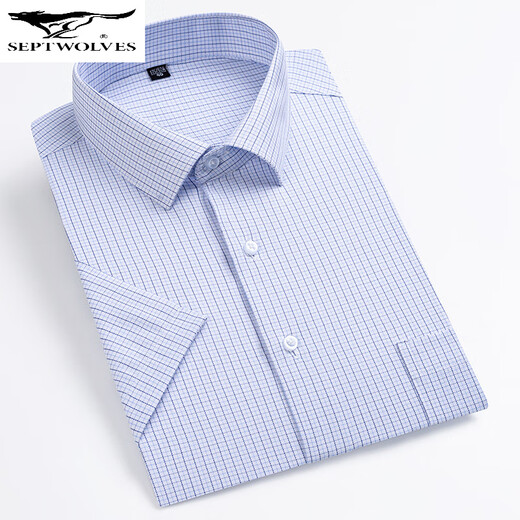 
Seven Wolf Men's Short Sleeve Shirt 2025 Summer Middle-aged Business Casual Versatile Comfortable Breathable Cotton Professional Work Shirt DX6624 44