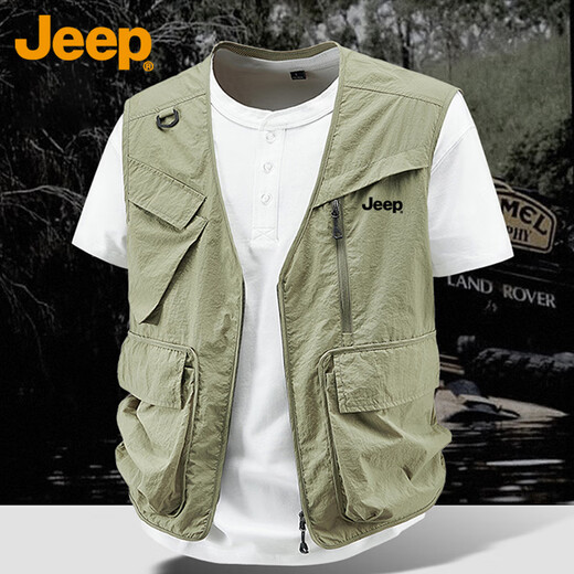 Jeep (JEEP) vest men photography fishing vest summer lightweight mesh multi-pocket work jacket outdoor quick drying vest men