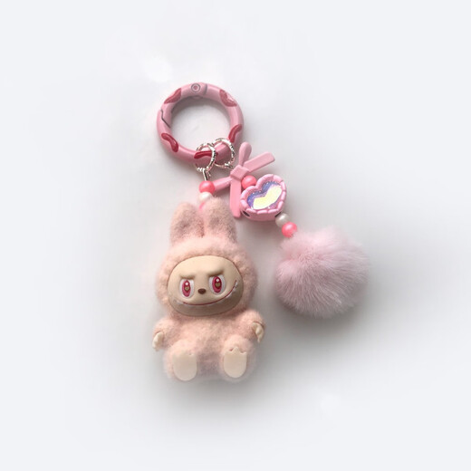 Mini Labubu Labuba Keychain Enamelo Recubierto lindo Bolsas para caminar de grano colgante de teléfono móvil lindo adorno colgante Labuba Color rosa