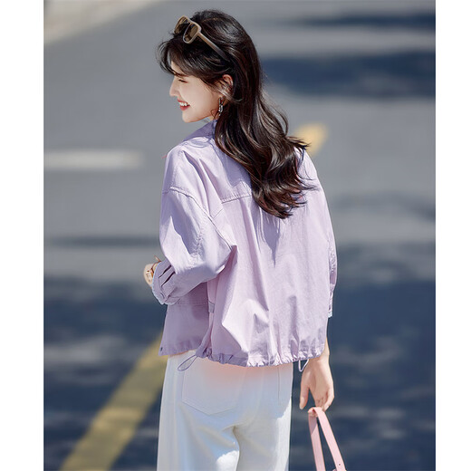 
Shangjing casual jacket for women in summer new women's commuting versatile lapel fashionable light and comfortable sun protection short jacket for women