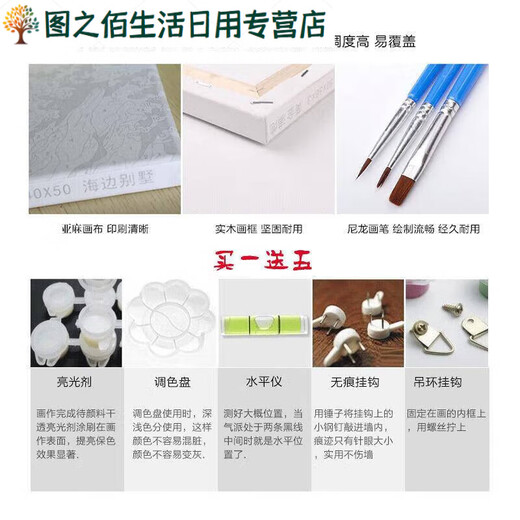 diy数字油画卧室古风动漫手工填色画油彩装饰画 半面妆萧 X11976 订好内框 高清淡彩画板+颜料+ 40cm*50cm