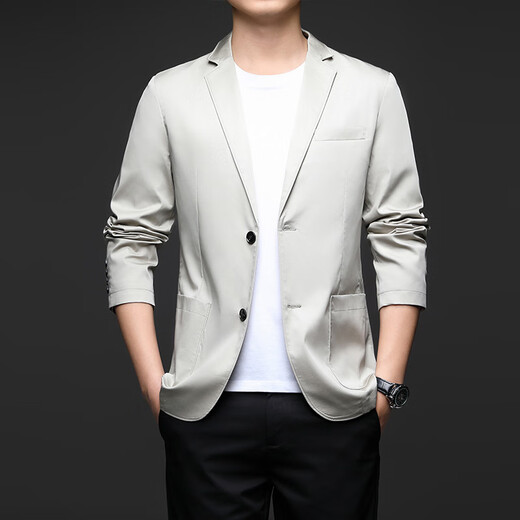 MAGIOPY luxury high-end brand men's small suit spring and autumn new casual suit young and middle-aged fashion single-layer top jacket Khaki L