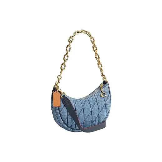 CoaCH (COACH) women's bag, classic versatile leather underarm bag, crossbody crescent shoulder handbag, gift for girlfriend, holiday gift, indigo CR679-B4IN 27*6.5*16cm