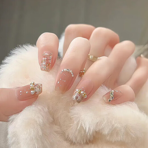 Meine sieben Tage Little Red Book handgezogene Rüstungen Großhandel Kurzer Nackt Smile Nagelkunst Nagelplatte Fertiger Nagel Patch gefälscht bis 1047 Crystal Purple Butterfly Phototherapie Klebstil