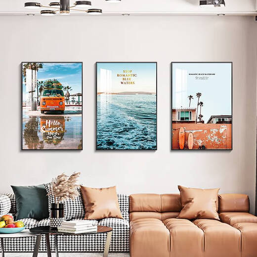 Yonghuan Wohnzimmer Dekorative Malerei Stil Landschaft Wandmalerei Sofa Hintergrund Wandhängemalerei Triple Wandbild 13581/13583/13590 70* Klassisches schwarzes Rahmenbild