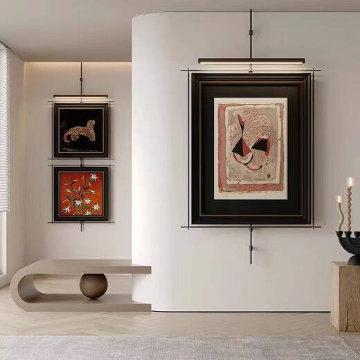 
Yonghuan wall metal hanging boom hanging painting with light style hotel model room entrance tea room creative decoration decoration style B overall 13575 picture frame 6380 light wiring style